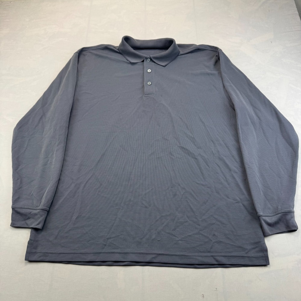 BUGATCHI UOMO Polo Shirt Mens X-Large Gray Charcoal Long Sleeve Collared Popover